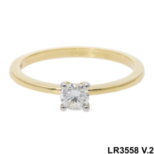 Anillo de compromiso clásico de oro de 14 quilates con ajuste de cuatro puntas con diamante solitario de corte redondo elegante joyería nupcial atemporal - Product Image 4