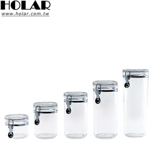 [Holar] Taiwan Made 5" Clear Food Kitchen Canister Set with Airtight Clamp Lids