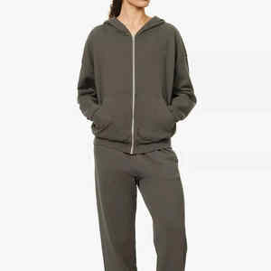 เสื้อฮู้ด2025มีซิปผ้าสแปนเด็กซ์/ โพลีเอสเตอร์ฤดูหนาวผ้าฟลีซสีพื้นมีโลโก้ด้านหน้าระบายอากาศได้ดีมีซับในสำหรับผู้ชายและผู้หญิง400กรัม - Product Image 4