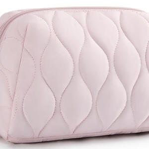New Design <b>Large</b> Capacity PU <b>Cosmetic</b> <b>Bag</b> for Pink with Embroidery and Print Logo Polyester Zipper Closure Stylish Fashion - Product Image 3