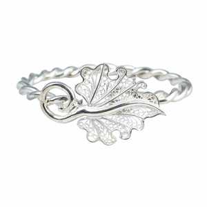 Bracelet torsadé à deux brins en argent sterling 925, motif filigrane, chaîne fine en forme de feuille et bijoux à maillons - Product Image 2