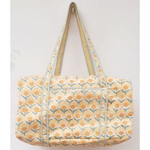 กระเป๋าผ้านวมสีเหลืองทันสมัยกระเป๋ากีฬาสุดสัปดาห์ผ้าฝ้ายปรับสายได้น้ำหนักเบาเป็นมิตรกับสิ่งแวดล้อม - Product Image 1