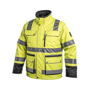 Professionnel haute visibilité jaune réfléchissant veste d'hiver en gros en vrac quantité toile tissu Style décontracté noir garniture fermeture éclair - Product Image 3