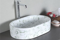 Lavabo sur comptoir en céramique à surface solide pour hôtel moderne et villa