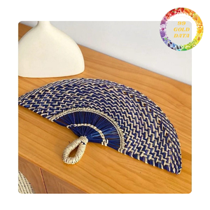 Abanico de mano hecho a mano con hierba marina de Vietnam |   Diferentes tamaños y colores con patrones creativos - Product Image 4