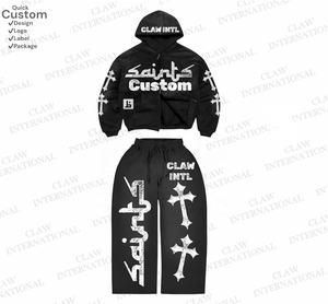 600 Gsm Conjuntos de chándales en blanco Fabricante Pantalones de chándal de gran tamaño y conjunto de Sudadera con capucha 100% Chándales de algodón para hombres - Product Image 4