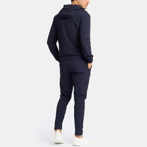 Ensemble de vêtements de sport personnalisés de haute qualité pour hommes veste à fermeture éclair douce en coton extensible respirant et pantalon Slim Fit pour l'hiver solide - Product Image 4