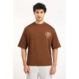 T-shirt Homme Grande Taille 100% Coton à Manches Courtes Coupe Ample en Tissu Jersey, Impression Personnalisée sur le Devant, Fabricant OEM ODM - Product Image 1