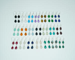 925 argent sterling massif bleu Lapis Lazuli mois de septembre pierre de naissance deux pierres crochet boucle d'oreille - Product Image 5