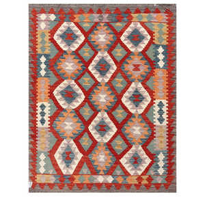 Alfombra Kilim de Maimana, Afganistán, 193 x 151 cm, Alfombras y Juegos de Alfombras - Product Image 1