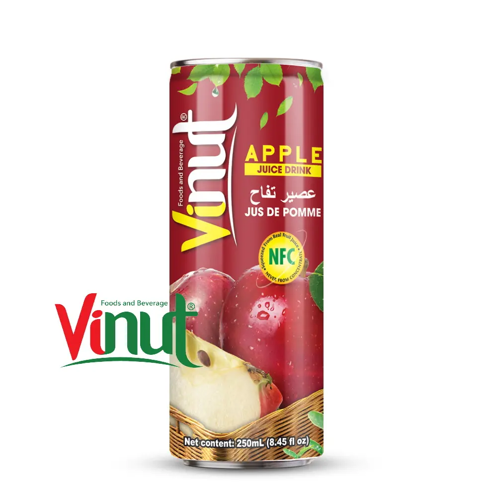 250ml डिब्बाबंद Vinut सेब का रस पेय नि: शुल्क नमूने नि: शुल्क लेबल निर्यातकों