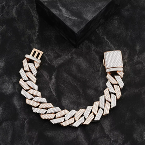 สร้อยข้อมือโซ่แบบโซ่สองแถวทำจากเงินธรรมชาติสองแถว VVS แบบคิวบาออกแบบใหม่ทำจากเงินโดยตรงอินเดีย - Product Image 1