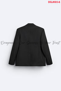 <b>Blazer</b> Black Wool Blend Jacket With <b>Buttons</b> at the Wrists Convenient and Airy Side Pocket Dragonex Minimalist Natural Color 2025 - Product Image 6