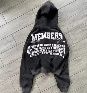 Sweat à capuche personnalisé Street Wear 100% coton délavé à l'acide Sweat à capuche surdimensionné Patch brodé Sweat à capuche vieilli zippé lourd - Product Image 2