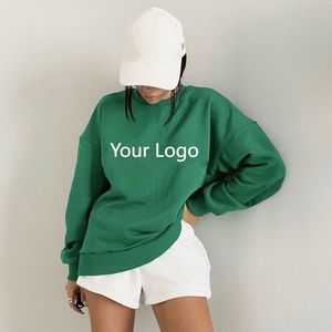 Sweat-shirt à col rond en polaire surdimensionné avec logo personnalisé pour femmes Pull à capuche avec techniques imprimées pour automne hiver tenue décontracté - Product Image 2
