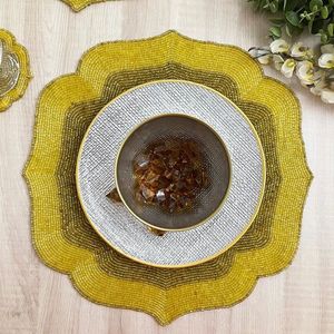 Manteles individuales de cuentas hechos a mano indios con opciones de logotipo personalizado Manteles individuales de comedor con bordado de cuentas decorativas de alta calidad - Product Image 5