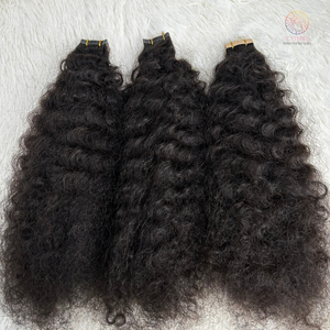 Extensions de cheveux humains bouclés Remy birmanes à bandes adhésives, 22 pouces, double trame machine, 100% cheveux vierges vietnamiens - Product Image 2