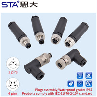 Conector de Aviación M8 de 3, 4, 5, 6 y 8 Pines, Ensamblaje de Conector de Sensor, Cable de Soldadura, Conector Recto en Ángulo, Conector Impermeable con Tornillo para Cableado