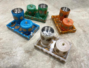 Bandeja con incrustaciones de resina de 3 piezas, juego artesanal, caja Mabkhara, bandeja Bakhoor, tarro Mubkhar, accesorios de difusor de aromaterapia de incienso Premium - Product Image 2