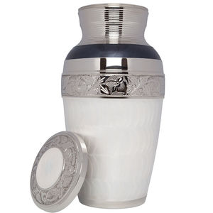 New Heart Printed Cremation Urn Silver and White Color Antique Design Handmade <b>Keepsake</b> <b>Memorial</b> Urn for Ashes - Product Image 4