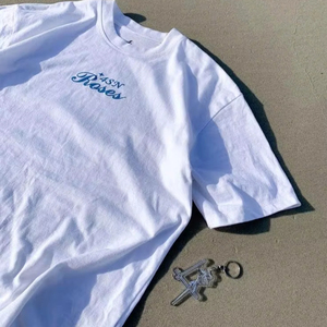 Camiseta con Estampado Gráfico de Líneas Minimalistas, Diseño de Boceto Azul, Estilo Vintage, Camiseta Moderna Informal de Algodón Suave para Uso Diario - Product Image 3