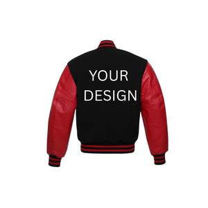 Veste bomber universitaire en polyester/coton pour homme, style streetwear décontracté, hiver, doublée, col montant, coupe-vent, en laine/viscose - Product Image 6