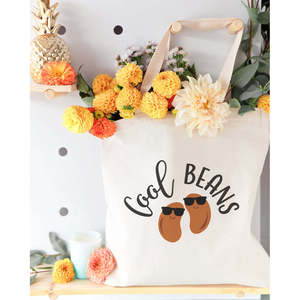 Cool Beans Eco-Friendly Cotton Canvas Tote Bag Medium Size Long Heat Transfer Cartoon Letter Screen for Daily Use Advertising PP - Product Image 3