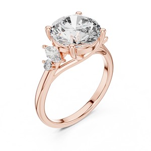 Bague de fiançailles et d'anniversaire pour femme en argent sterling 925 avec 5 pierres de moissanite taille brillant ronde de 3,5 carats et accent marquise - Product Image 4
