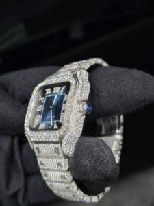 Montre de luxe pour homme, style hip-hop, sertie de moissanite VVS, cadran à chiffres romains, testeur de diamant, mécanique, vente en gros disponible - Product Image 5