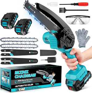 Mini tronçonneuse électrique sans fil de 6 pouces, batterie au lithium 20V, tronçonneuse de jardin portable, scie à élaguer sans balais - Product Image 1