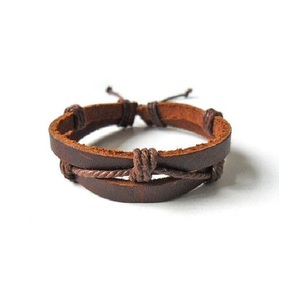 Nueva pulsera de cuero de doble capa para hombre, pulsera de cuero tejida a mano Retro, pulsera con hebilla magnética para hombre, venta al por mayor - Product Image 2