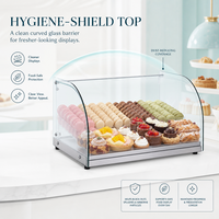 Vitrine de comptoir en verre incurvé pour pâtisseries, présentoir à gâteaux avec cadre métallique thermolaqué, couvercle de présentation de desserts pour la vente au détail