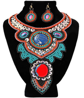 Meilleure qualité fait à la main multicolore verre perlé collier Vintage Style lien chaîne broderie colorée pour les filles accessoire de mode