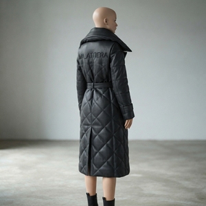 Quilted Regular <b>Coat</b> Belt Stand Collar 100% Polyester Breathable Eco-Friendly Quick <b>Dry</b> Winter Jacket Unisex Warm Outerwear - Product Image 3