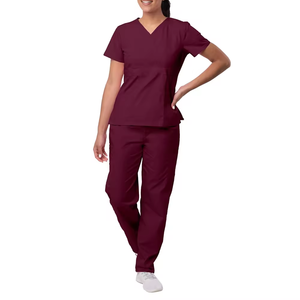 OEM ODM Verano Médico Tejido Algodón Poliéster Transpirable Durable Unisex Cuello en V Hospital Scrubs Médicos Conjuntos de uniformes personalizados - Product Image 1