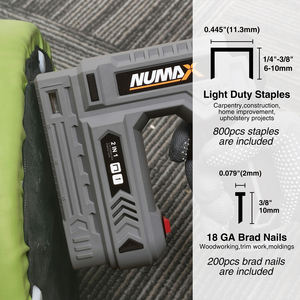 Clavadora Neumática Inalámbrica Numax y Grapadora para Tapicería, Pistola de Clavos y Grapas Inalámbrica para Bricolaje y Uso Doméstico - Product Image 3