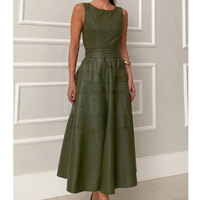 Lässiges Damen-Lederkleid Weiches Leder Bodenlange Damen-Lederkleider Entspannter Modestil