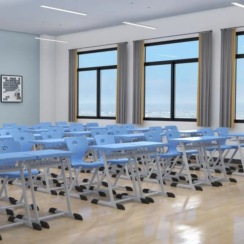 ファッショナブルで人気の学校用家具プラスチック素材教室用テーブルと椅子