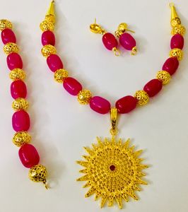 Ensemble de bijoux vintage plaqué or 24 carats, style Dubaï, collier, boucles d'oreilles, bracelets, peignes, broches, imitation cuivre, ensembles de bijoux classiques - Product Image 2