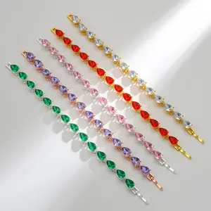 Mengcheng usine de bijoux Couple romantique mignon Tennis Bracelet Simple à la mode goutte d'eau forme cristal Bracelet pour les femmes