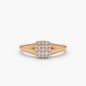 Bague de fiançailles en or 14 carats plaqué rhodium sertie de diamants pavés, certifiée par un tiers, 0,31 CT, diamant naturel à quatre couches, cadeau pour elle - Product Image 4