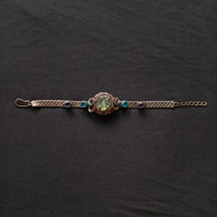 Bangle perak murni buatan tangan dapat diatur batu Amethyst Labradorite 15To30MM bentuk piramida IGI bersertifikat hijau antik