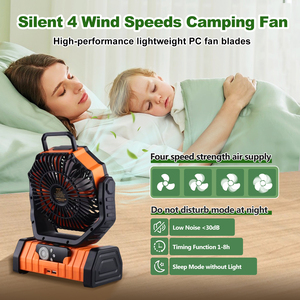 Ventilador de Camping Recargable por USB de 20000mAh, Ventilador Portátil de Mano con Batería, 4 Velocidades de Oscilación y 3 Niveles de Iluminación LED - Product Image 3