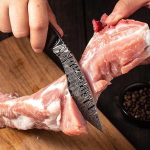 Cuchillos de Cocina de Acero Inoxidable Nuevos, Patrón Damasco, Alta Dureza, Mango de Madera, Filo Afilado, Cuchillo para Exteriores - Product Image 3