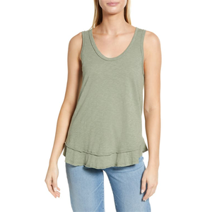 Canotta in cotone verde Dune taglia XS Caslon, in tessuto a maglia traspirante con orlo a balze e design elegante - Product Image 1