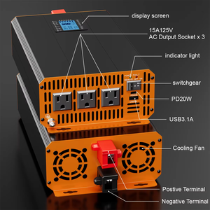 Inversor Solar HOULI de 1000W 2000W 3000W 4000W, Onda Sinusoidal Pura, Convertidor de Corriente Continua a Corriente Alterna de 12V a 110V, para Auto y Hogar, Inversor de 24V 220V - Product Image 4