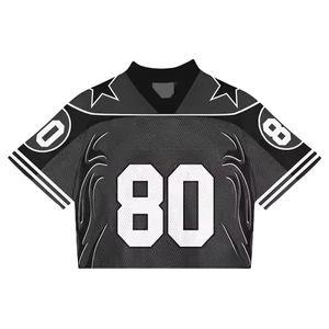 Haute qualité Logo personnalisé Boxy Mesh recadrée Football Jersey Sports Vintage Lâche Hommes Football Football T-shirt pour Hommes - Product Image 5