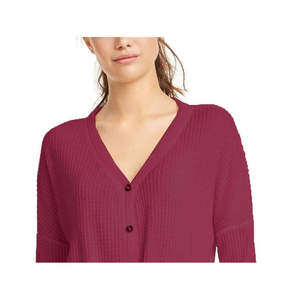 Top Casual Ultra Flirt Junior in Maglia Waffle con Laccetti Frontali, Stampa a Righe Rosso Scuro, Taglia Media - per la Primavera - Product Image 2
