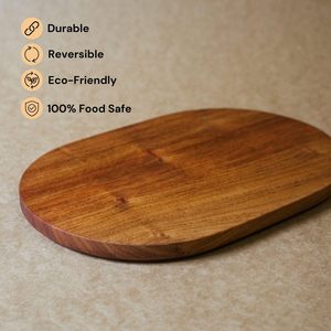 Tabla de Cortar de Madera de Sheesham, Forma Ovalada, Tabla de Cortar de Madera Maciza para Verduras, Carne y Frutas, Duradera, Rústica, para Cocina - Product Image 3