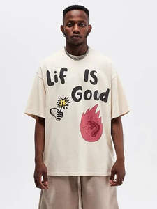 2025 vêtements conception personnalisée et Logo 100% coton hommes et femmes surdimensionné courbe cou lourd impression graphique DTG t-shirts - Product Image 3